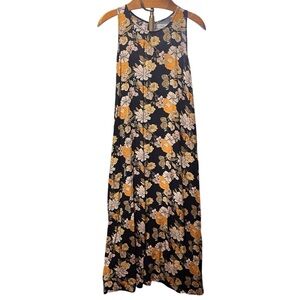 NATURAL LIFE Floral Maxi Dress - Black and Orange L/XL